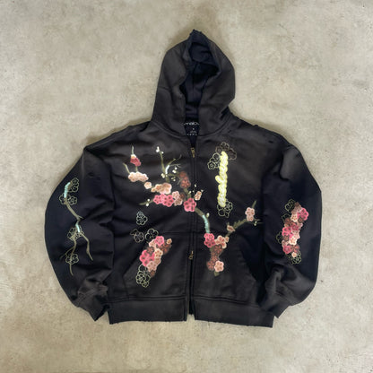 Blossom Zip-Up- Black